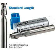 2 Flute Carbide End Mill For Aluminium - Standard Length - Uncoated