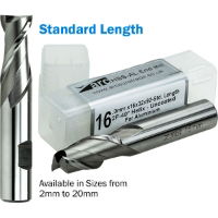 2 Flute HSS-AL End Mill For Aluminium - Standard Length - Uncoated