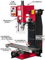 SIEG X2.7 Mill - Belt Drive with Brushed Motor