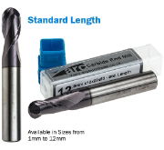 2 Flute Carbide Ball Nose End Mill - Standard Length - TiAlN Coated