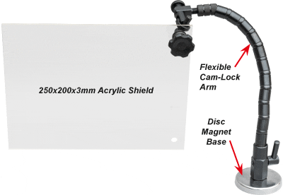 Safety Shield with Flexible Stem and Disc Magnet Base